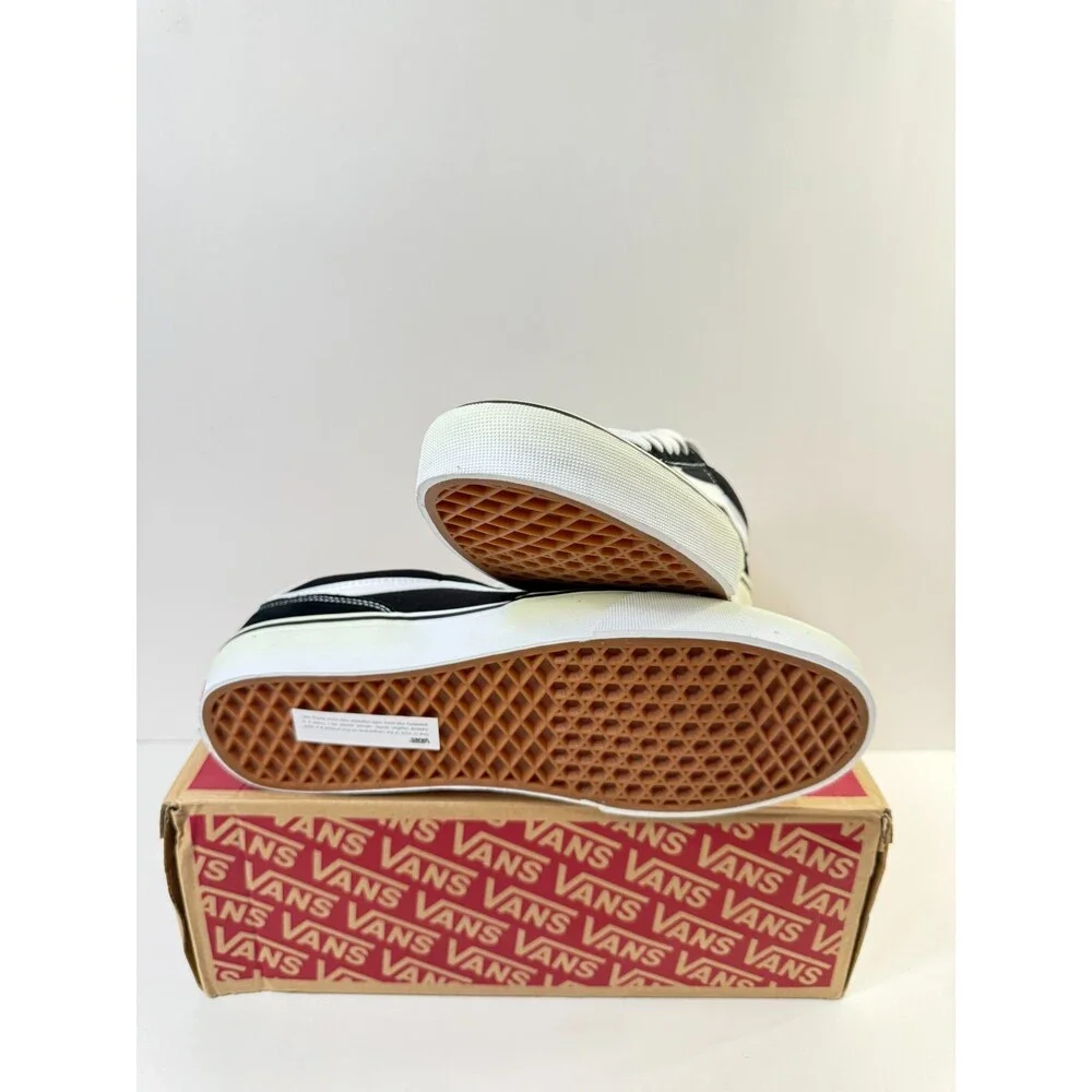 Vans Men's Brooklyn LS Shoe, Suede/Canvas Black/White, 10.5